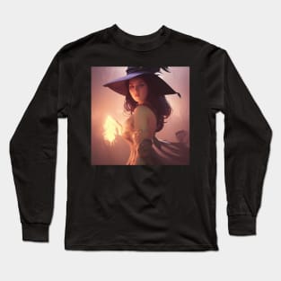 Cute fantasy witch artwork Long Sleeve T-Shirt